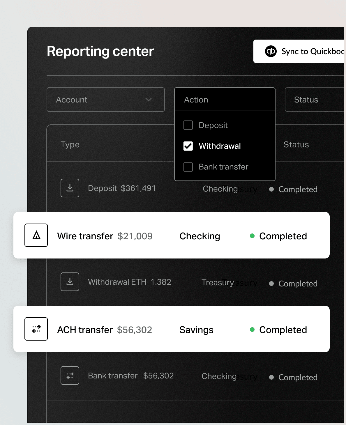 Reports screen in app